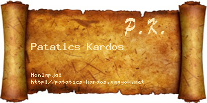 Patatics Kardos névjegykártya